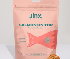 Freeze-dried salmon topper Jinx product packaging.
